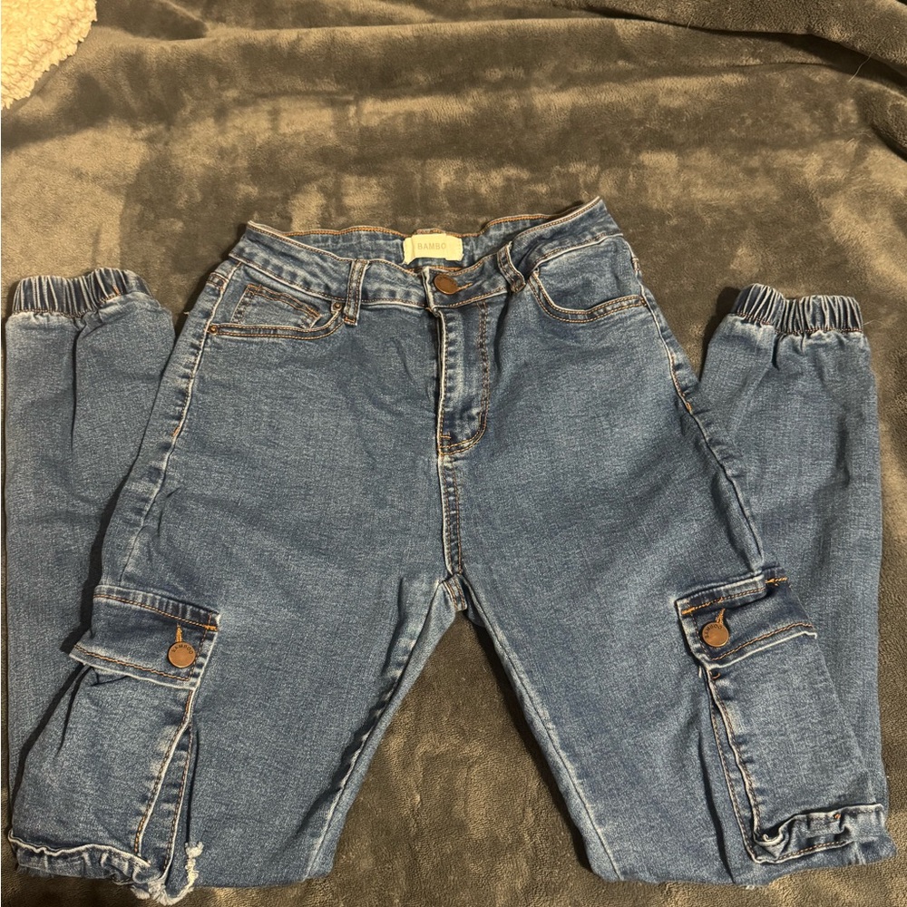BAMBOO Juniors Denim Cargo Ankle Jeans